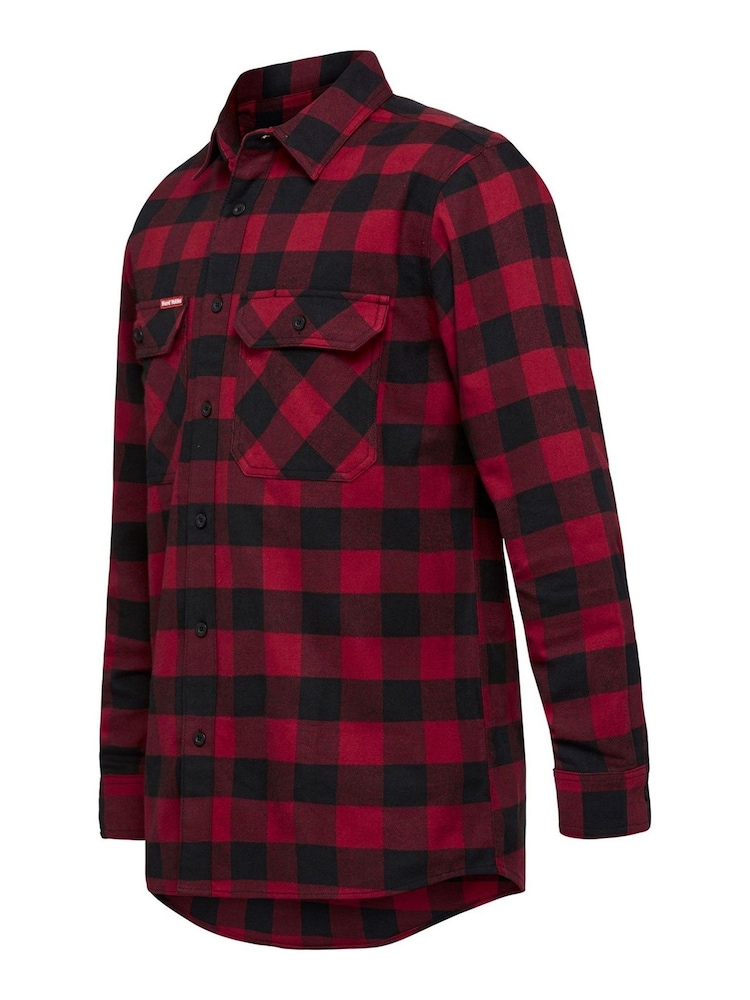 Hard Yakka Red Long Sleeve 100% Cotton Check Flannel Shirt - Image 2 of 5