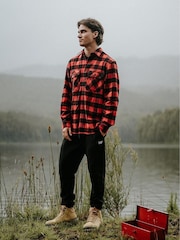Hard Yakka Red Long Sleeve 100% Cotton Check Flannel Shirt - Image 4 of 5