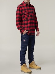 Hard Yakka Red Long Sleeve 100% Cotton Check Flannel Shirt - Image 5 of 5