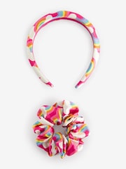 Little Bird by Jools Oliver Pink Rainbow Headband And Scrunchie Set - Image 1 of 6