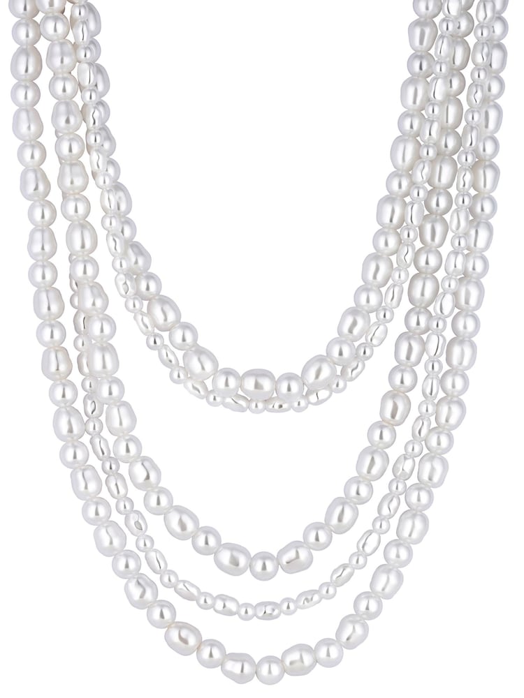 Mood White Pearl Statement Multirow Necklace - Image 1 of 3
