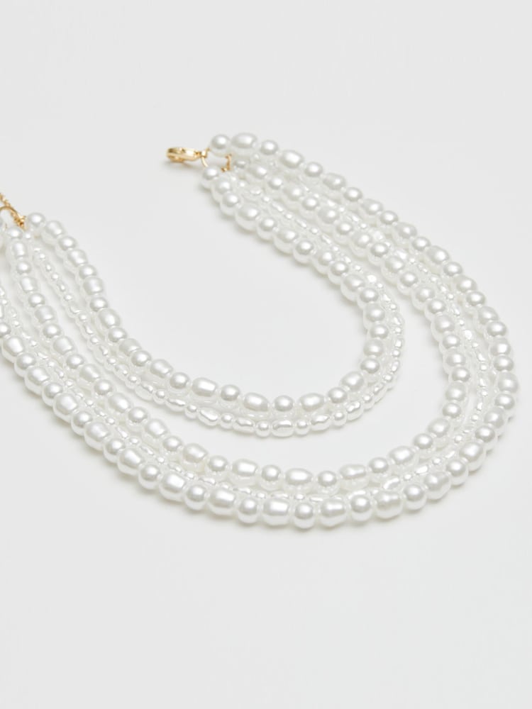 Mood White Pearl Statement Multirow Necklace - Image 2 of 3
