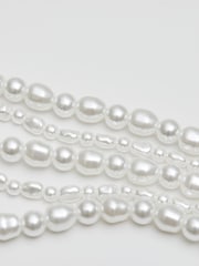 Mood White Pearl Statement Multirow Necklace - Image 3 of 3