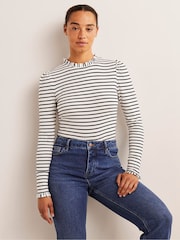 Boden Ivory/Blue Supersoft Frill Detail Top - Image 2 of 5