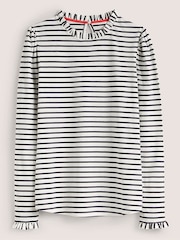 Boden Ivory/Blue Supersoft Frill Detail Top - Image 5 of 5