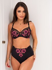 Pour Moi Black Soiree Embroidery High Waist Deep Briefs - Image 1 of 4