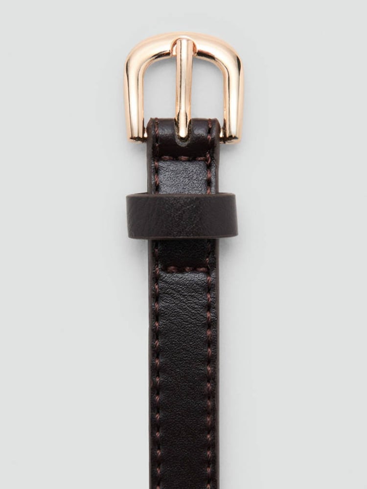 Mango Brown Marble Detail Skinny Belt - Image 4 of 4