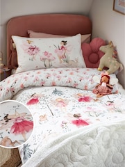 White Fairy Forest Printed Polycotton Duvet Cover and Pillowcase Bedding Set - Image 1 of 13
