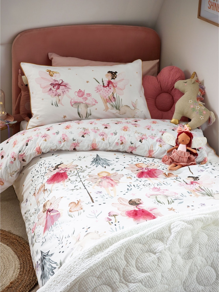 White Fairy Forest Printed Polycotton Duvet Cover and Pillowcase Bedding Set - Image 10 of 13