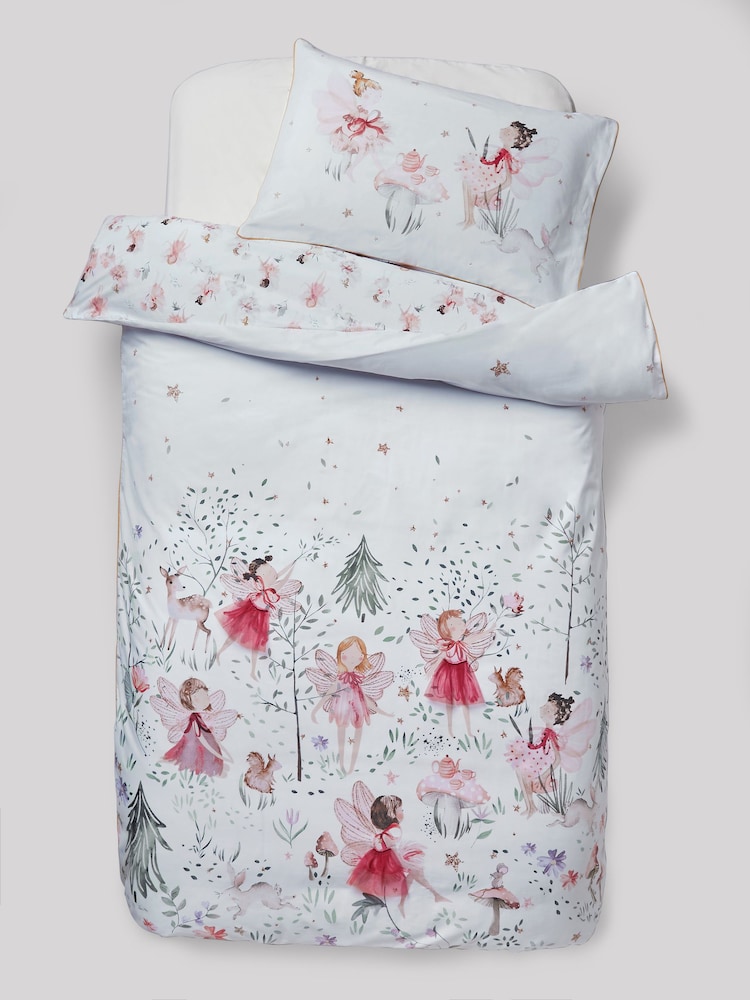White Fairy Forest Printed Polycotton Duvet Cover and Pillowcase Bedding Set - Image 11 of 13