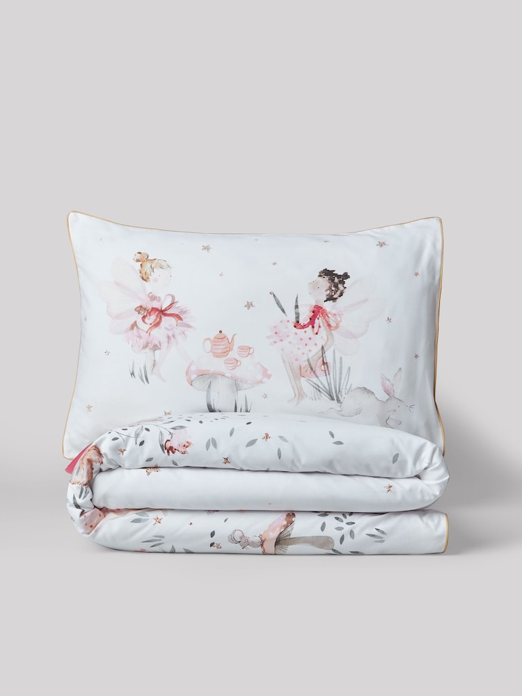 White Fairy Forest Printed Polycotton Duvet Cover and Pillowcase Bedding Set - Image 12 of 13