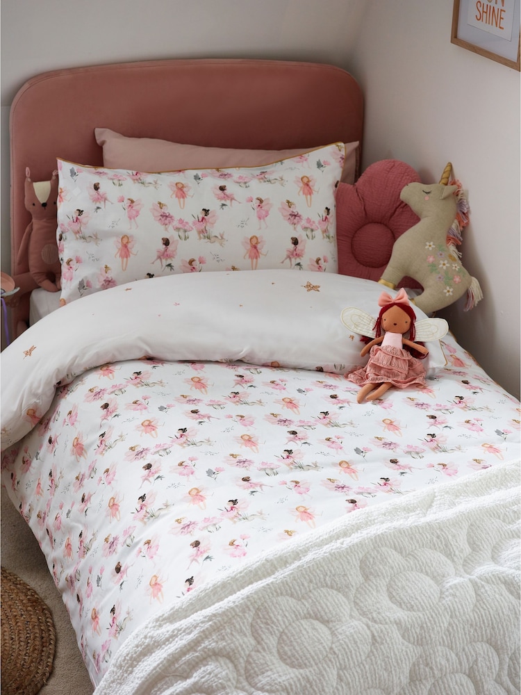 White Fairy Forest Printed Polycotton Duvet Cover and Pillowcase Bedding Set - Image 2 of 13