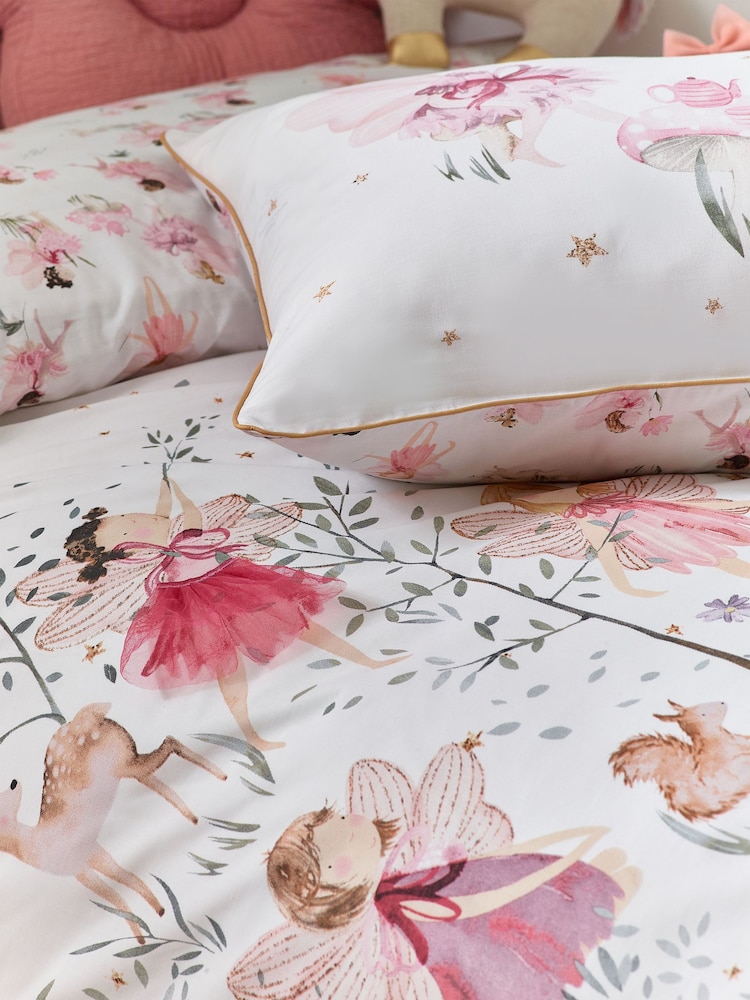 White Fairy Forest Printed Polycotton Duvet Cover and Pillowcase Bedding Set - Image 7 of 13
