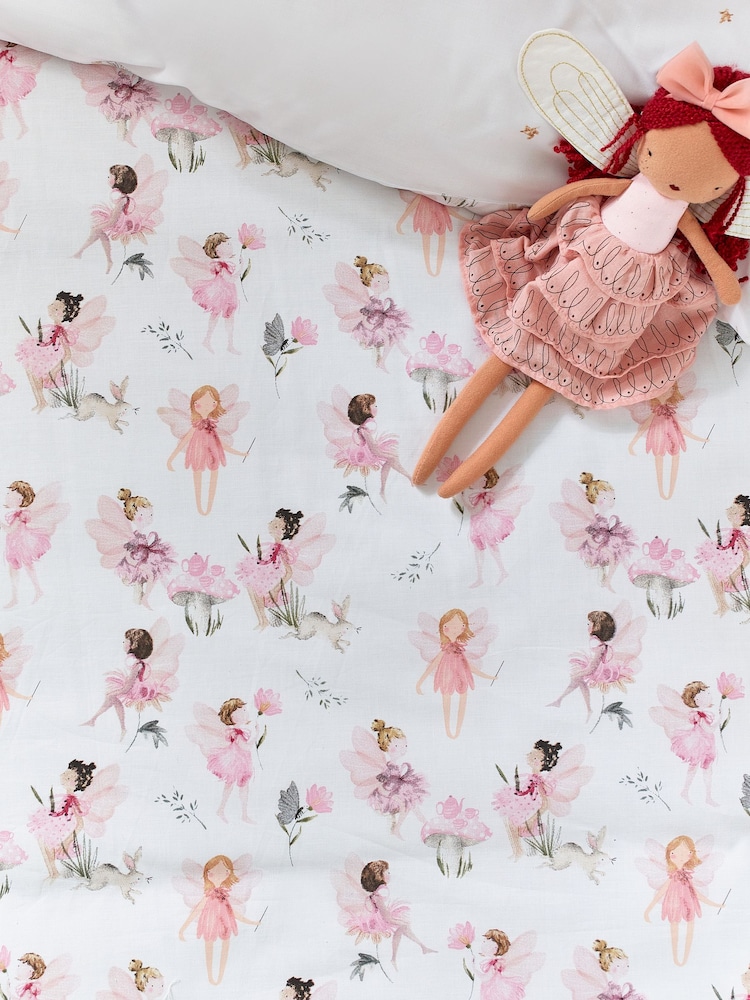 White Fairy Forest Printed Polycotton Duvet Cover and Pillowcase Bedding Set - Image 9 of 13