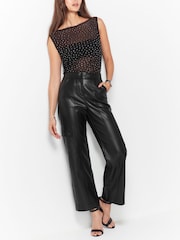 Black Sleeveless Mesh Embellished Top - Image 2 of 7