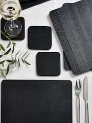 Set of 4 Black Wood Veneer Placemats and Coasters - Image 2 of 4