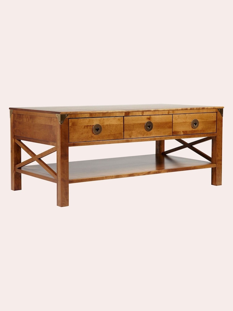 Laura Ashley Honey Gold Balmoral 3 Drawer Coffee Table - Image 2 of 3 Laura Ashley Honey Gold Balmoral 3 Drawer Coffee Table - Image 2 of 3