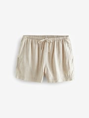 Natural Drawstring Waist Boy Shorts With Linen - Image 5 of 6
