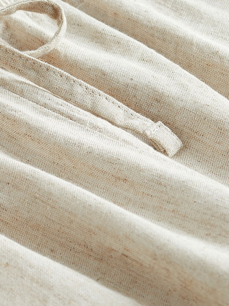 Natural Drawstring Waist Boy Shorts With Linen - Image 6 of 6