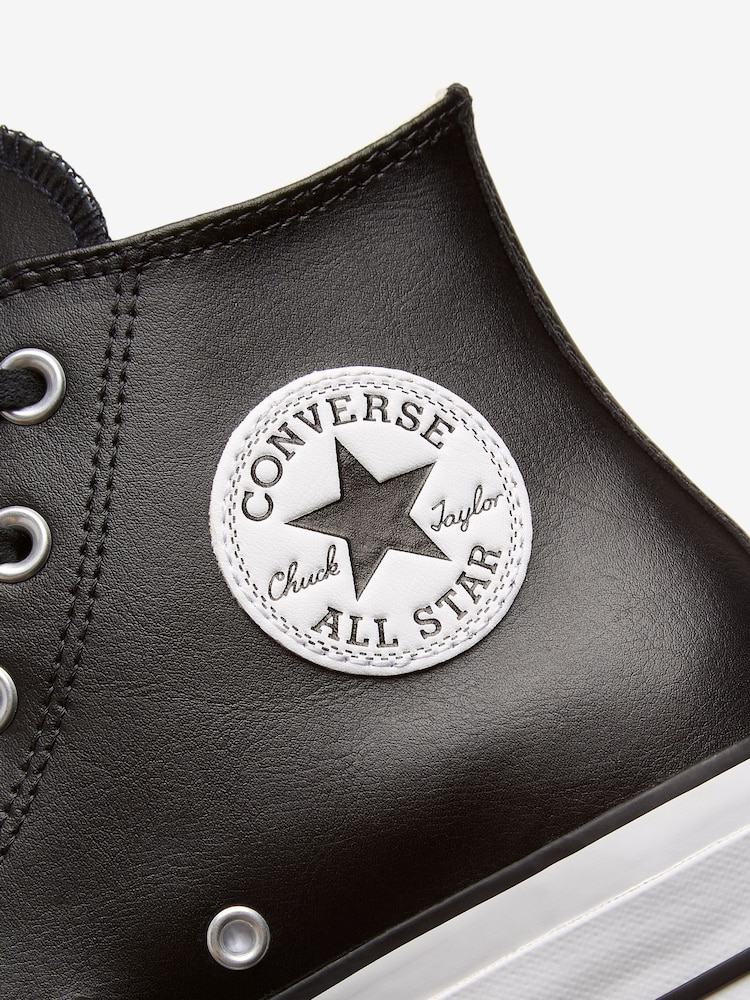 Zwart - Converse - Hoge leren Lift Chuck Taylor sneakers met plateauzool - Image 3 of 5
