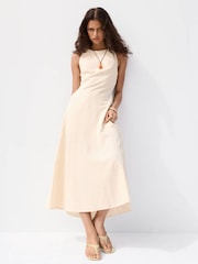 Mango Cream Linen Blend Midi Dress - Image 1 of 7