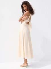 Mango Cream Linen Blend Midi Dress - Image 2 of 7