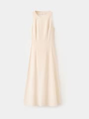 Mango Cream Linen Blend Midi Dress - Image 5 of 7