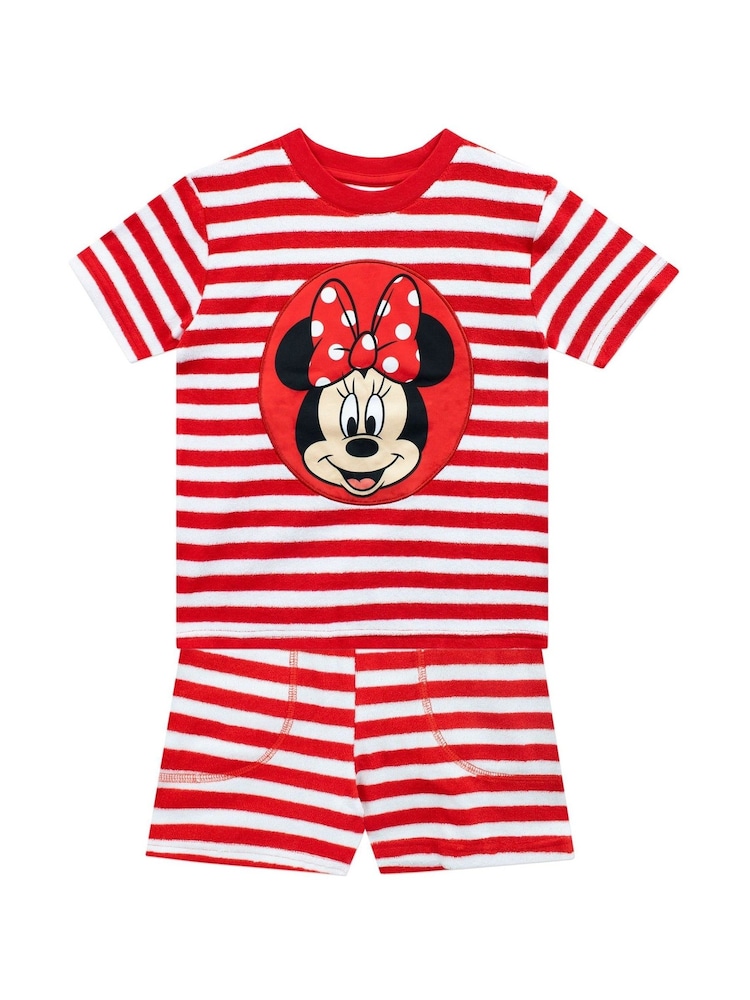 Character Red Minnie Mouse Towelling Two Piece Set - Image 1 of 5