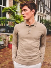 Brown Regular Knitted Long Sleeve Polo Shirt - Image 1 of 7