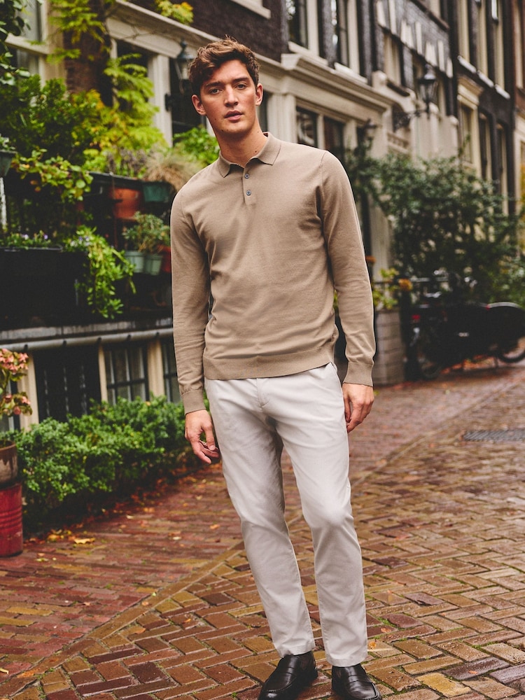 Brown Regular Knitted Long Sleeve Polo Shirt - Image 2 of 7