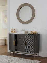 Dark Grey Valencia Marble Mango Wood Slim Sideboard - Image 2 of 9