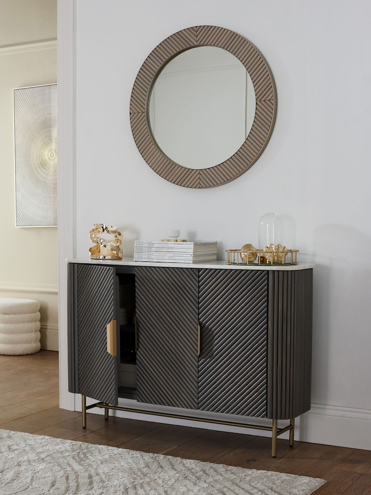 Dark Grey Valencia Marble Mango Wood Slim Sideboard - Image 2 of 9