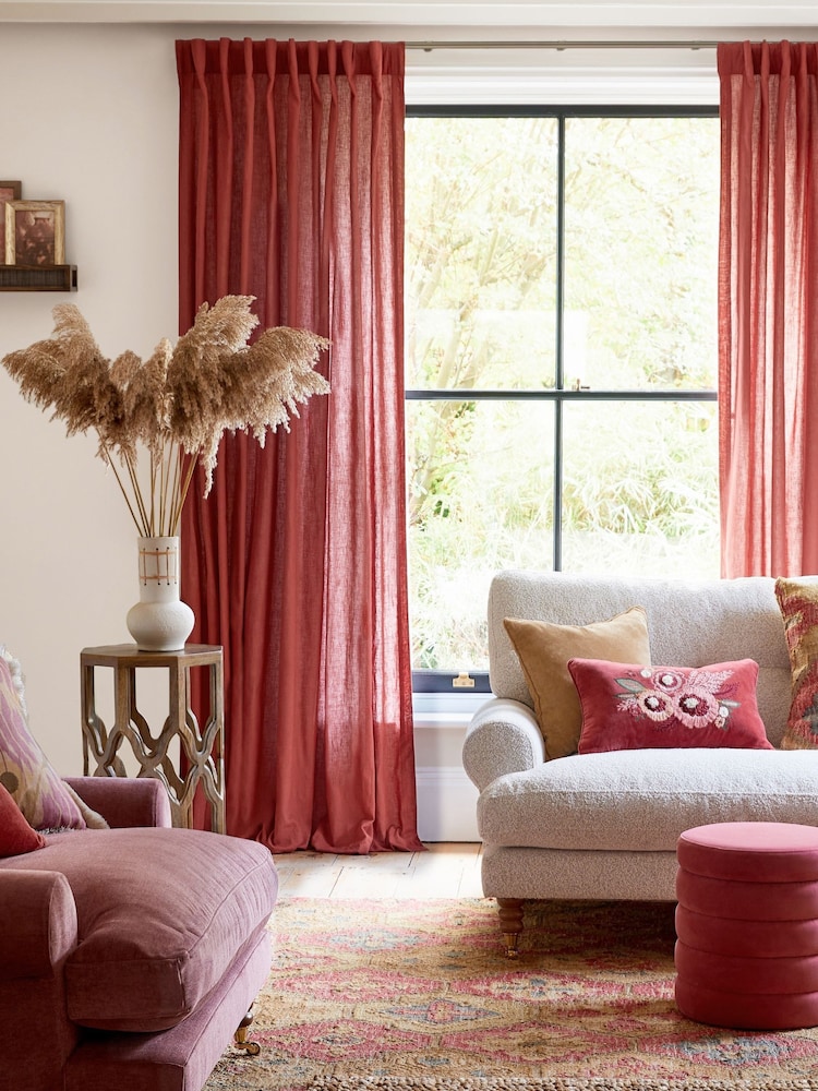 Raspberry Pink Washed Cotton Linen Made To Measure Curtains - Image 1 of 8