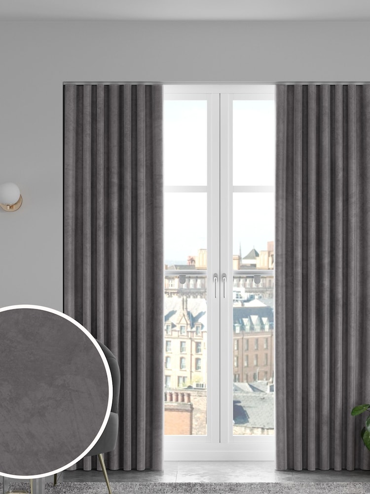 Charcoal Grey Matte Velvet Made to Measure Curtains - Image 1 of 9