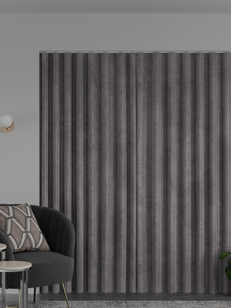 Charcoal Grey Matte Velvet Made to Measure Curtains - Image 2 of 9