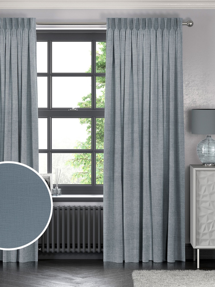 Blue Nikki Made to Measure Cotton/Linen Blend Curtains - Image 1 of 9