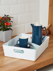 Wham Set of 4 White Studio Large Rectangle Slim Plastic Storage Baskets - Image 2 of 2