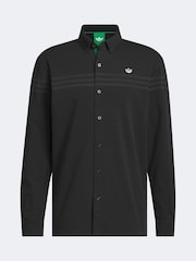 adidas original Black Long Sleeve Button Up Polo Shirt - Image 6 of 6