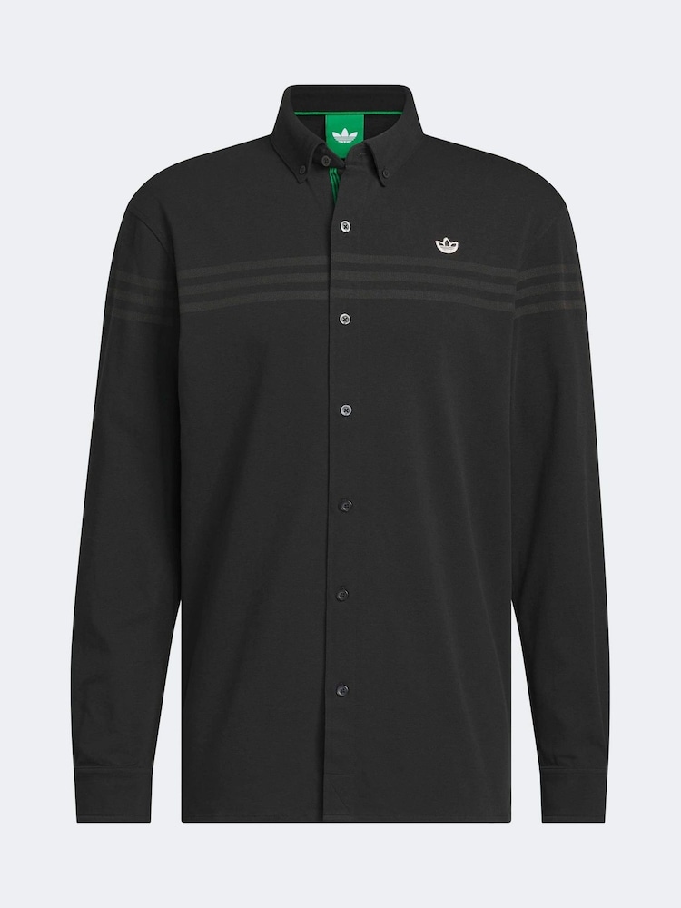 adidas original Black Long Sleeve Button Up Polo Shirt - Image 6 of 6 adidas original Black Long Sleeve Button Up Polo Shirt - Image 6 of 6
