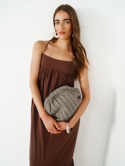 Brown Beaded Maxi Summer Dress - Image 1 of 4