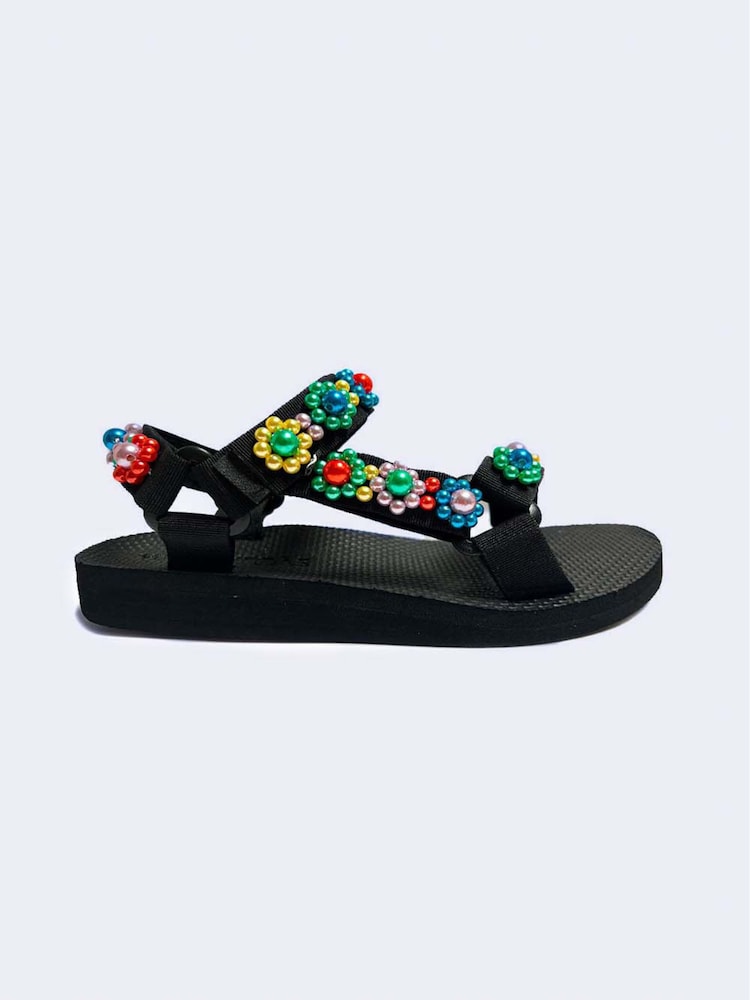 Arizona Love Black Trekky Multi Pearl Sandals - Image 2 of 2 Arizona Love Black Trekky Multi Pearl Sandals - Image 2 of 2