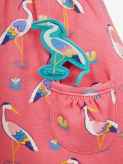 JoJo Maman Bébé Dusky Pink Girls' Heron Print Pet in Pocket Dress - Image 3 of 3