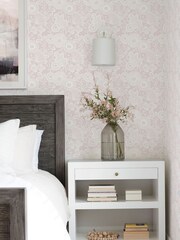 Vymura London Pink Stamped Floral Wallpaper - Image 2 of 3