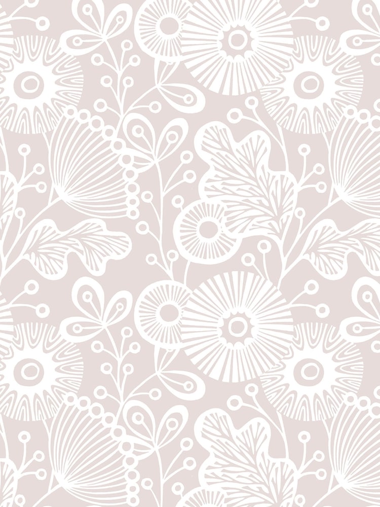 Vymura London Pink Stamped Floral Wallpaper - Image 3 of 3