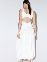 Mango White Balloon Midi Dress - Image 2 of 6
