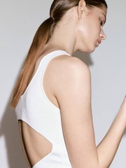 Mango White Balloon Midi Dress - Image 4 of 6
