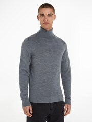 Calvin Klein Grey Merino Turtle Neck Jumper - Image 1 of 6