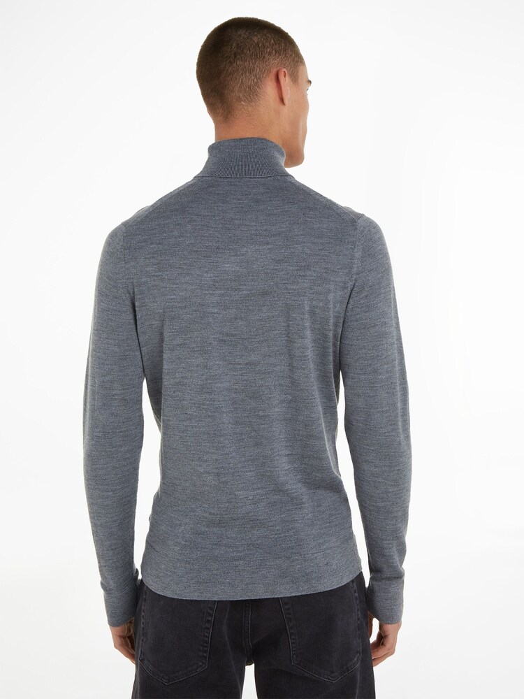 Calvin Klein Grey Merino Turtle Neck Jumper - Image 2 of 6 Calvin Klein Grey Merino Turtle Neck Jumper - Image 2 of 6