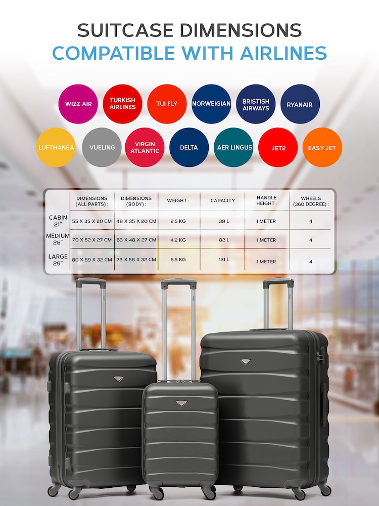 Set Of 2 Large Check-In & Small Carry-On Hardcase Travel Suitcase - Image 2 of 7