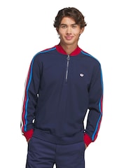 Adidas Golf Blue adidas original F 3-Stripe Quarter Zip Sweat Top - Image 1 of 6